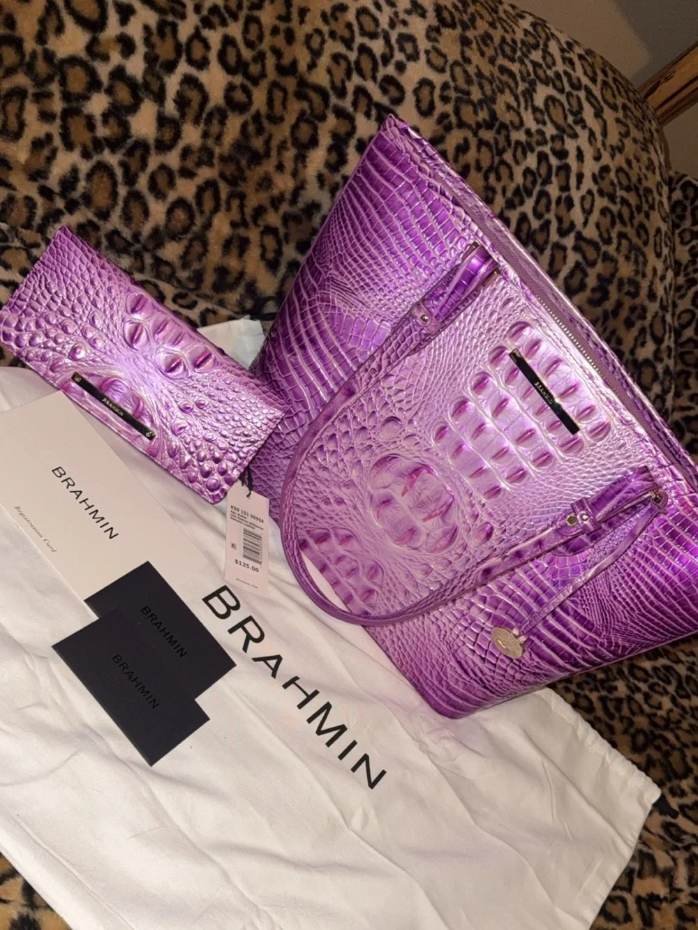 Brahmin Purple Lilac Tote Bag & Matching Wallet BNWT!